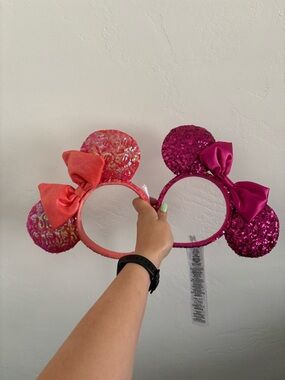 Pink and coral Disney official ear bands